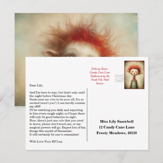 Elf Arrival Letter | North Pole Welcome Message Postkarte (Vorne/Hinten)