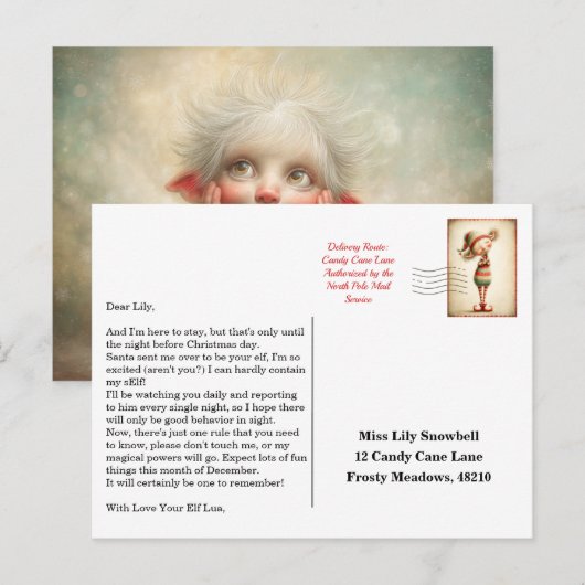 Elf Arrival Letter | North Pole Welcome Message Postkarte (Vorne/Hinten)
