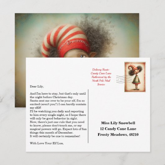 Elf Arrival Letter | North Pole Welcome Message Postkarte (Vorne/Hinten)