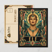 Elf, Art Deco Mythisch Postkarte (Vorne/Hinten)