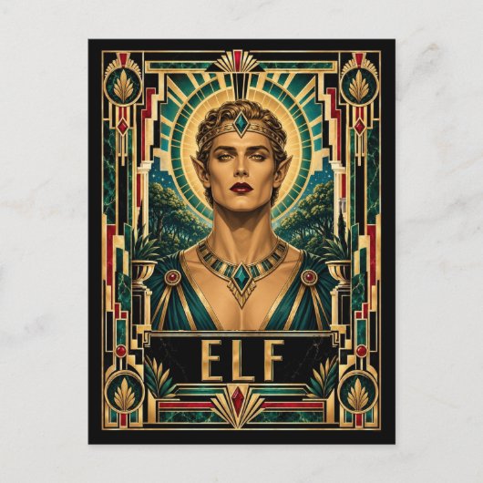 Elf, Art Deco Mythisch Postkarte (Vorderseite)