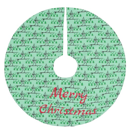 Elf auf der Surfboard Thunder_Cove Polyester Weihnachtsbaumdecke (Vorderseite)