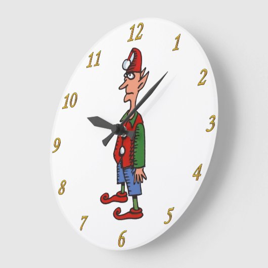 Elf auf die weiße Wanduhr aufmerksam (Winkel)