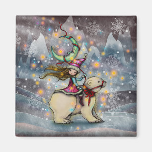 Elf auf einem Eisbären Weihnachts-Festtags-Kunst Magnet