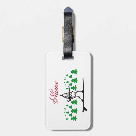 Elf auf einer Surfboard Thunder_Cove Gepäckanhänger (Rückseite vertikal)