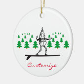 Elf auf einer Surfboard Thunder_Cove Keramik Ornament (Links)