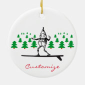 Elf auf einer Surfboard Thunder_Cove Keramik Ornament (Hinten)
