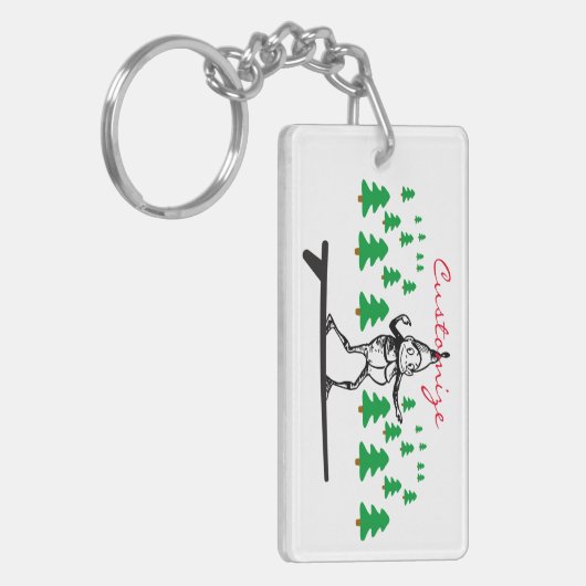 Elf auf einer Surfboard Thunder_Cove Schlüsselanhänger (Vorderseite links)