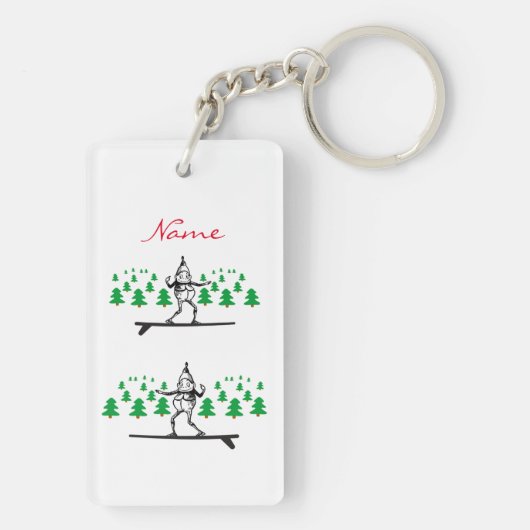 Elf auf einer Surfboard Thunder_Cove Schlüsselanhänger (Rückseite)