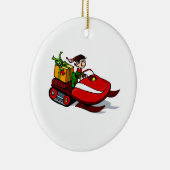 Elf auf Schneemobile Keramik Ornament (Rechts)