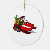 Elf auf Schneemobile Keramik Ornament (Links)