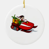 Elf auf Schneemobile Keramik Ornament (Hinten)