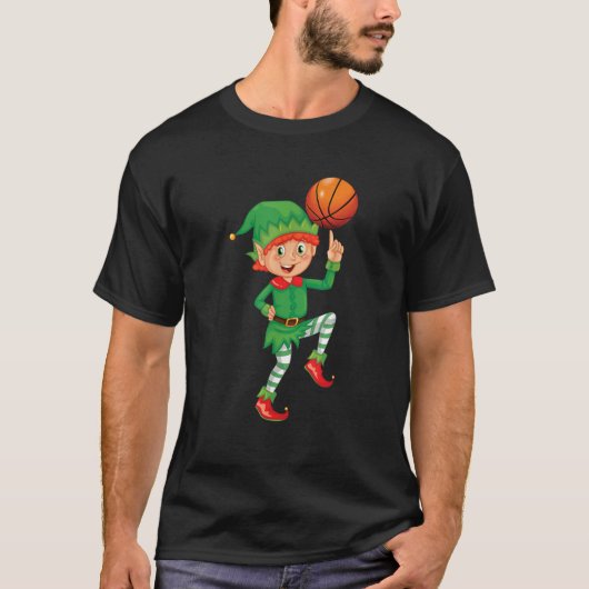 Elf Basketball Spieler Weihnachten Niedliche Sport T-Shirt (Vorderseite)