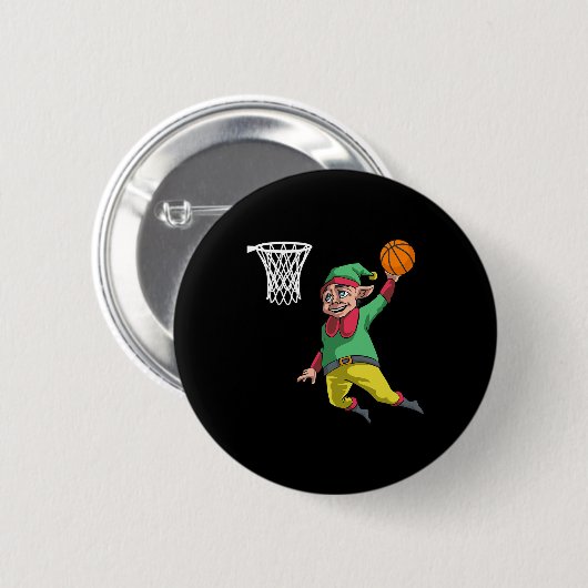 Elf Basketball Weihnachtsslam Dunk Gif Pbv Button (Vorne & Hinten)