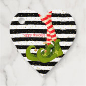 Elf Beine auf schwarzen und weißen Streifen Geschenkanhänger (Vorderseite)