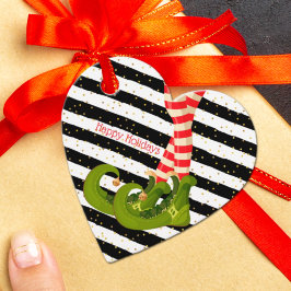 Elf Beine auf schwarzen und weißen Streifen Geschenkanhänger