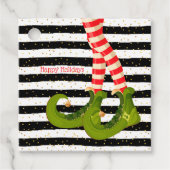 Elf Beine auf schwarzen und weißen Streifen Geschenkanhänger (Vorderseite)