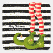 Elf Beine auf schwarzen und weißen Streifen Quadratischer Aufkleber (Vorderseite)