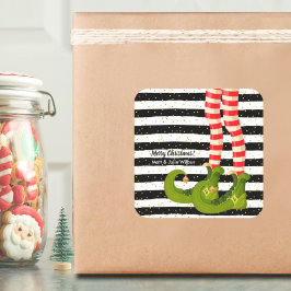 Elf Beine auf schwarzen und weißen Streifen Quadratischer Aufkleber