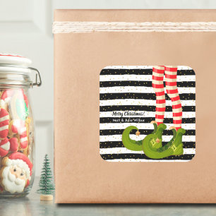 Elf Beine auf schwarzen und weißen Streifen Quadratischer Aufkleber