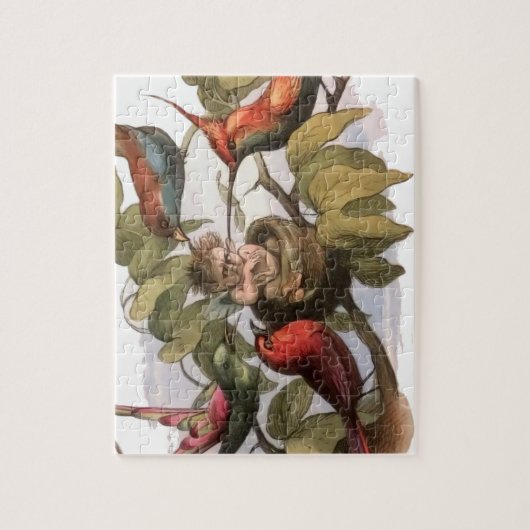 Elf Bird Niedlich Elves Tree Fairy Tale Puzzle (Vertikal)