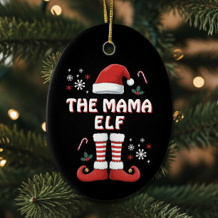Elf Boots Santa Claus Hat Black Christmas Keramik Ornament