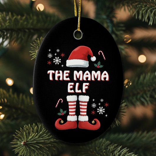 Elf Boots Santa Claus Hat Black Christmas Keramik Ornament