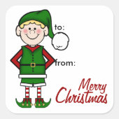Elf Boy Gift Tag Sticker (Vorderseite)