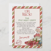 Elf Brief "I'm Back" für die Einladung zu Weihnach (Vorderseite)