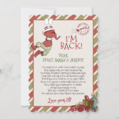 Elf Brief "I'm Back" für die Einladung zu Weihnach (Vorderseite)