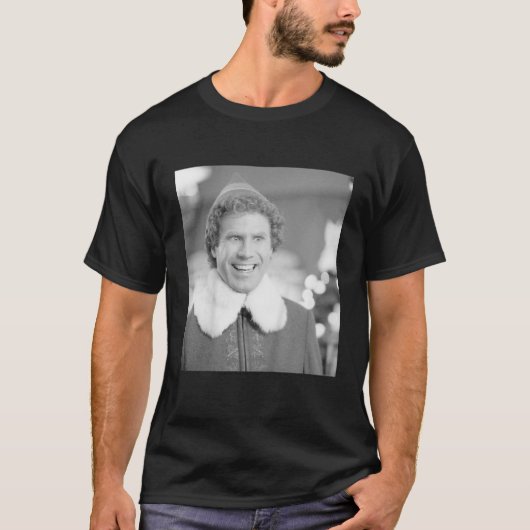 Elf Buddy Schwarz-weiß Laughing Foto T-Shirt (Vorderseite)