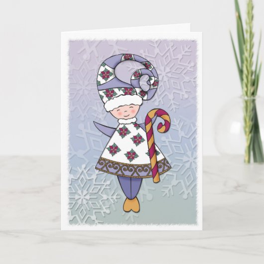 Elf Candy Cane Card Feiertagskarte (Vorderseite)