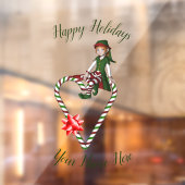 Elf Candy Cane Herz Niedlicher Weihnachtsfeiertag Fensteraufkleber (Blatt 2)