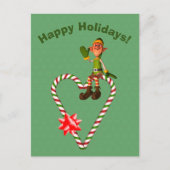 Elf Candy Cane Herz Weihnachtsfeiertag Postkarte (Vorderseite)