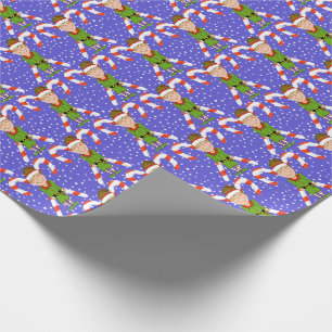 Elf, Candy Cane & Snow Weihnachtspapier Geschenkpapier