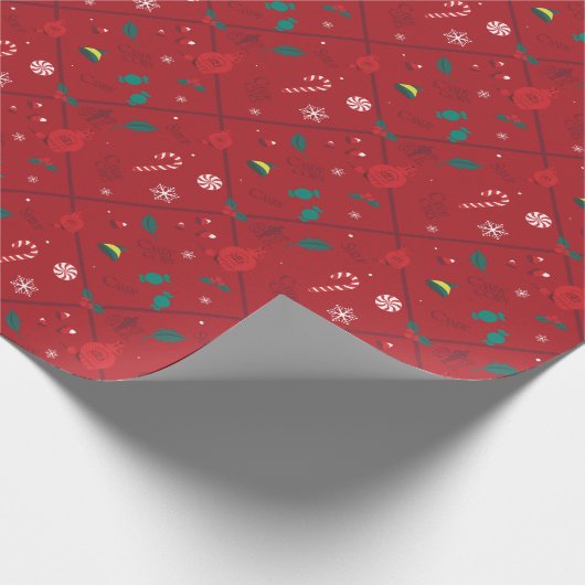 Elf Candy Schachbrett Pattern Geschenkpapier (Ecke)