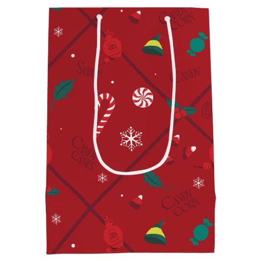 Elf Candy Schachbrett Pattern Mittlere Geschenktüte (Rückseite)