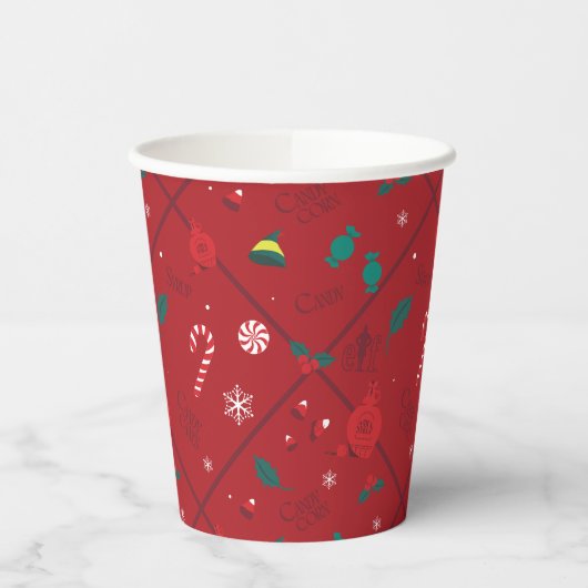 Elf Candy Schachbrett Pattern Pappbecher (Links)
