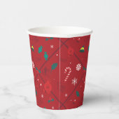 Elf Candy Schachbrett Pattern Pappbecher (Rechts)