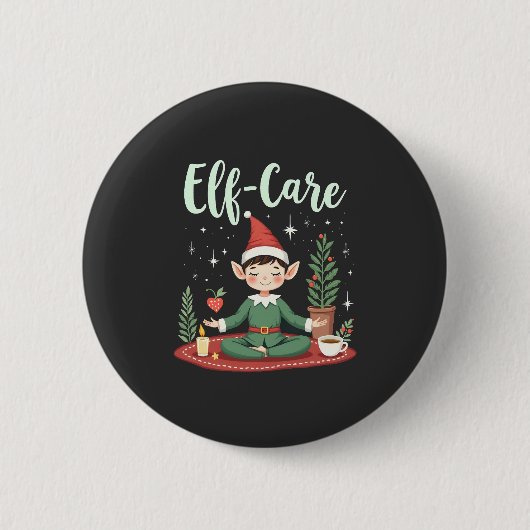 Elf Care Funny Christmas Elf Magische Selbstversor Button (Vorderseite)