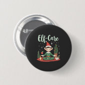 Elf Care Funny Christmas Elf Magische Selbstversor Button (Vorne & Hinten)