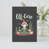 Elf Care Funny Christmas Elf Magische Selbstversor Dankeskarte (Stehend Vorderseite)