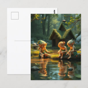 Elf Children Postkarte