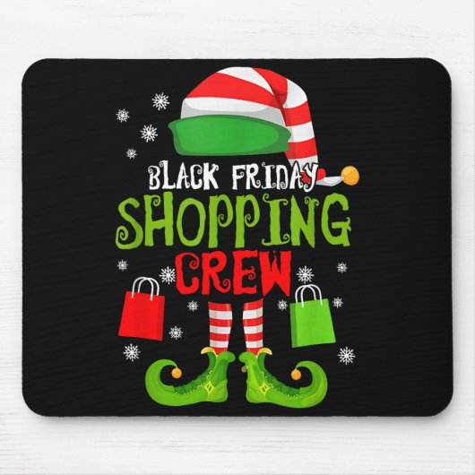 Elf Christmas Black Shopng Funny Friday Shopng Cre Mousepad (Vorne)
