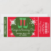 Elf Christmas First Birthday Ticket Party Einladung (Vorderseite)