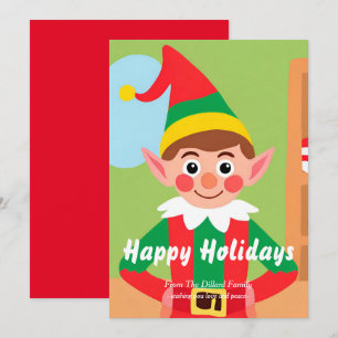 Elf Christmas Flat Weihnachtskarte Feiertagskarte