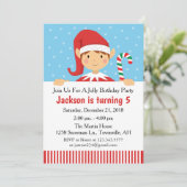 Elf Christmas Geburtstagsparty Einladung (Stehend Vorderseite)