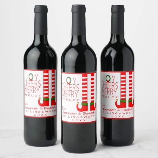 Elf Christmas Merlot Weinflaschen Etikett personal (Flaschen)