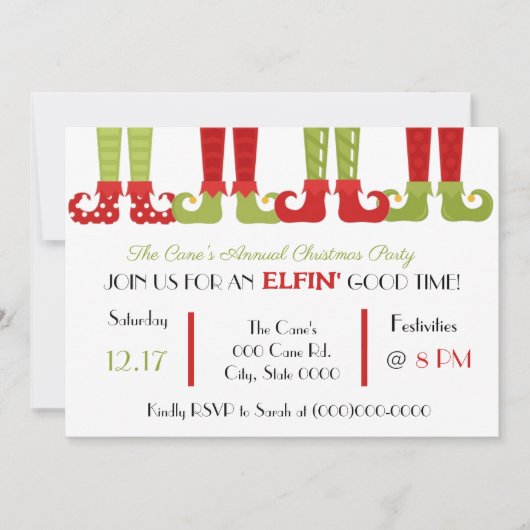 Elf Christmas Party Einladung (Vorderseite)