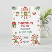 Elf Christmas party Invitation Einladung (Stehend Vorderseite)